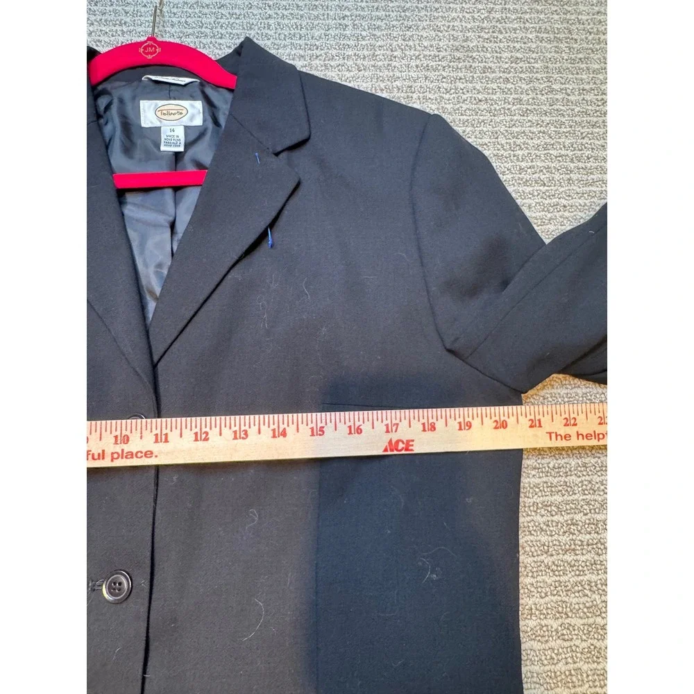 Talbots Womens‎ Black 100% Italian Wool 3-Button Blazer Jacket Size 14